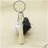 Nyckelringar Sport basebollgovar Keyring Wood Bat Designer Keychain Key Rings Bag h￤nger Fashion Jewelry Drop Delivery Dhiem