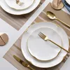 Plates White Ceramic Golden Stroke Decorative Porcelain Dinner Plate Steak Pasta Dishes El Restaurant Serving Tray