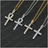 Pendant Necklaces Cross Pendant Diamond Necklace For Men Mens Hip Hop Cuban Chain Luxury Designer Jewelry Women Necklaces Zircon Cop Dhjof