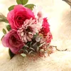 Decorative Flowers 2 Color Silk Rose African Daisy Hybrid Artificial Flower Bridal Bouquet Wedding Decoration DIY Fake