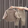 Kläder sätter våren Autumn 3st pojkar baby tröja väst långärmad skjortor last byxor kläder spädbarn barn passar 221130