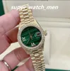 Lady's Watch Automatic Movement Mechanical 18K Yellow Gold Green Dial Diamondbezel 26mm Lady Watch Sapphire Dive Ladies Fashion Girl Wristwatches Gift