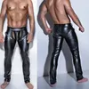 Moldeadores de cuerpo para hombre, pantalones para hombre, mallas de látex de cuero PU con entrepierna abierta, pantalones de tubo para Fitness, ropa de discoteca Taniec Na Rurze, aspecto mojado Sexy XXL