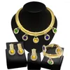 Ketting Oorbellen Set Vrouwen Sieraden 24 k Originele Prachtige Kleurrijke Steen Eenvoudige Mode Oorbel Armband Luxe Bruiloft Banket