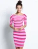 Party Dresses Women Dress Elegant Off-shoulder Sexy Slim Striped Women's Half Sleeve Slash Neck Casual Knee-length Pencil Ladoes