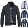 Hommes Vestes Hommes Veste Élégant Printemps Automne Pardessus Couleur Pure Côtelé Bas Bomber Manteau Pour Voyage