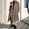 Heren Jackets 2012 Koreaanse stijl Men Trench Coats Plaid Long Double Breasted Threed Oversize Loose Men Duster Coat Outerwear Grootte M2XL 221130
