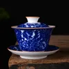 Çay Tureen Gaiwan Dehua Çay Santai tek kase el boyalı Çin geleneksel desen kapağı