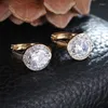 Kolczyki obręcze klip dla kobiet złoty kolor cyrkonu Cuubic Crystal Fashion Wedding Vintage Biżuteria Brincos Akcesoria
