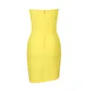 Casual Dresses JUNE LIPS Summer Black White Yellow Strapless Embllished Split Bandage Dress 2022 Women Sexy Evening Club Party