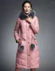 Women's Leather High Quality Genuine Jacket Women Duck Down Long Hooded Pure Fur Jaqueta Plus Size 3XL Overcoat LX356