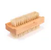 Brosse à ongles de nettoyage en bois rectangulaire antidérapante double face épurateur d'ongles d'ongles nettoyages poils doux dépoussiérage SN367