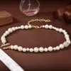 Pearl Necklace Luxury Designer smycken för kvinnor mode halsband kvinnor bröllopskedjor hängen med diamant c tillbehör gåvor id3h