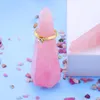 Jewelry Pouches 10pcs/lot Natural Jade Pink/White Crystal Ring Display Gem Organize Stud Ornaments Jewellery Props