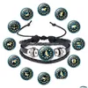 Braccialetti con ciondoli 12 bottoni a pressione con segno zodiacale Braccialetti in pelle 18mm Bracciale con ciondolo oroscopo zenzero regolabile per donna Uomo Moda No Dh68L