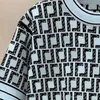 Women's Knits Tees designer FF letter Luxury top quality tempérament all match round neck T shirt ice silk small was thin jacquard tricot t ND31