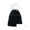 Bonnet / Crâne Casquettes Enfants Mode Tricot Chapeau Bonnets Pompon Hiver Haute Qualité Enfants Bébé Chaud Bonnet En Peluche Cap Os Coton Drop Del Dhd84