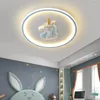 Ceiling Lights Cartoon Childern For Bedroom Study School Nursery Animal AC 220V Blue Pink Chandelier Lamps Remote Control 56W