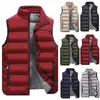 Men's Vests Men Vests Winter Solid Color Jacket Body Warmer Sleeveless Stand Collar Front Zipper Coat Black Red Khaki Outwear Clothing 221130