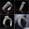 Band Rings Fashion Jewelry Double Row Zircon Ring Willow Drop Delivery DHLSR