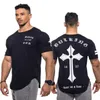 Herrar t skjortor herrar kompression t-shirt jogger sportande mager tee skjorta manliga gym fitness bodybuilding träning svart toppar snabbt torrt