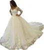 Księżniczka suknia balowa suknie ślubne 2023 Vestido de noiva manga longa v szyja gorset suknia ślubna z rękawami GC1130