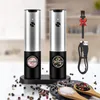 Mills 12PCS Stainless Steel Electric Salt and Pepper Grinder with Charging Base Automatic Rechargeable Mill Spice Grinder 221130