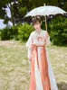 Ethnic Clothing Chinese Style Round Neck Shirt Waist-length Hanfu Dress Printing Tang Girl Korean National Costume Kimono Performance Suit