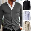 Hommes chandails Vintage hommes tricoté manteau boutons col en v automne hiver vêtements d'extérieur couleur unie à manches longues Cardigan tricots 221129