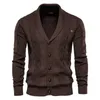 Męskie swetry Senbao Mężczyźni Argyle Cardigan Klasyczny jesienny zima ciepły sweter moda czysta kolor bawełniany pullover ubrania na dzianiny 221130