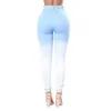 Jeans pour femmes Mode Tie Dye Bleu Blanc Dégradé Denim Lâche Casual Pantalon Long Ripped Crayon Jean Pantalon 2022 Slim Hip Lift Vêtements