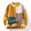 Męskie swetry jesienne zima higt jakość vintage geometryczna wzorca mężczyzn Kobiety wielokolorowe streetwear luźne wełniane dzianinowe puloby hip hop Hip Hop