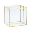 Storage Boxes Gold Glass Makeup Brush Holder Container Ring Earring Clear Drop