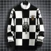 Hommes chandails hiver Hip Hop imprimé ample haut de gamme pull en cachemire hommes vêtements mode Plaid pulls de noël 221130