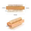 Brosse à ongles de nettoyage en bois rectangulaire antidérapante double face épurateur d'ongles d'ongles nettoyages poils doux dépoussiérage SN367