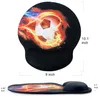 Ergonomic Mouse Pad with Wrist Support Rest Soft Surface Non-Slip Rubber Base Flame Soccer Gaming MousePad