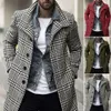 Men's Jackets Trendy Men Jacket Button Dressing Male Checkered Single Breasted Windbreaker 221130