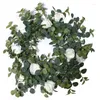 Decorative Flowers 180cm Artificial Rose Flower Vine Money Leaf Rattan Christmas Wreath Romantic Wedding Arch House Home Garden Decoration