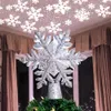 Dekoracje świąteczne Drzewo Topper Regulowany gwiazda Projektora Snowflake Rotating 3D Glitter Fairy Light