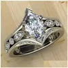 Band Rings Fashion Jewelry Hollow Out Ring Horse Eye Zircon Drop Delivery Dhw6G