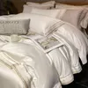 Set di biancheria da letto Ricamo di lusso King Size Set 600TC Cotone egiziano Morbido copripiumino liscio Lenzuolo Federe aderenti 221129