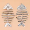 Pendentif Colliers 5pcs / lot Tibétain Argent Énorme Martelé Fishbone Fish Bone Charms Pendentifs Pour Collier Bijoux Fabrication Accessoires