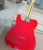 6-saitige rote E-Gitarre mit Ahorngriffbrett, schwarzem Schlagbrett und verchromter Hardware, anpassbar