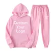 Men's Tracksuits Men Women Make Your Design Text Custom Hoodie Set Original Printed Sweatshirt and Sweatpants 2 Pieces 221130