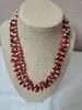 Chains Vintage multi-brins Rouge Rouge Coral Perles et collier de perles de riz 17 "