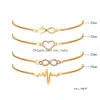 Bangle Fashion Jewelry Heart Heartbeat Bracelet Eight Letter Bracelets Charms Mtilayer 4Pcs/Set Drop Delivery Dhj6R