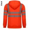 Mens Jackets Men Stripe Patchwork Hooded Jacket Ski Hoodies Reflective Visibility Workwear Coat Color Block Work Wear 221130