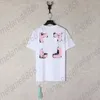 Tide Brand White Men's T-shirts Flower Fruit Arrow Oil Painting Print Short Sleevet-shirt Ow and Women's Bottom Shirt