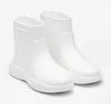 2023 Luxury Women Black Rubber Booties Rubber Boots Ladies Classic Fashion White Platform Waterproof Rain Boot Flat Shoes