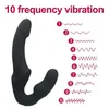 Massaggiatore giocattolo del sesso Vibratore realistico con vibratore senza spalline Strapon femminile Doppi giocattoli vibranti per coppie lesbiche Negozio erotico